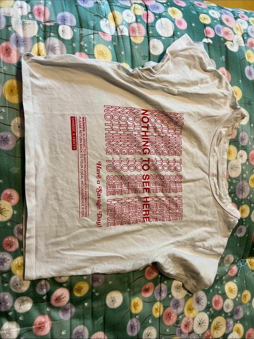 Savage X Fenty White Crop Top with Red Graphic